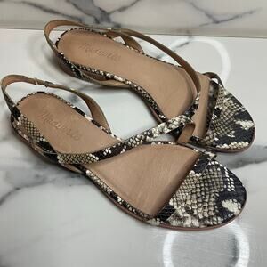 Madewell Women's Reptile Leather Slingback Strappy Sandals Sz 8 Closet Staple